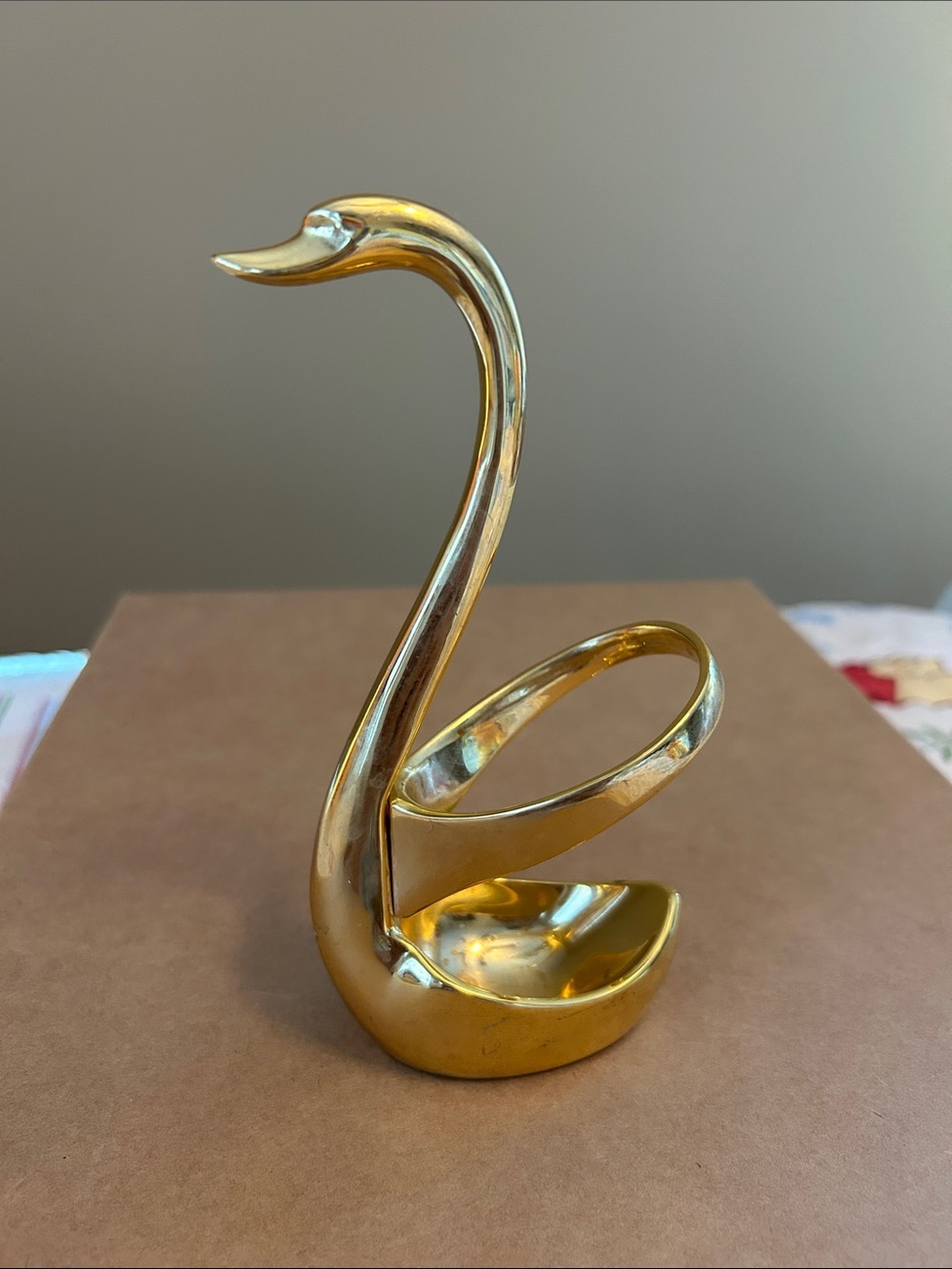 Swan Spoon Holder Gold Tone